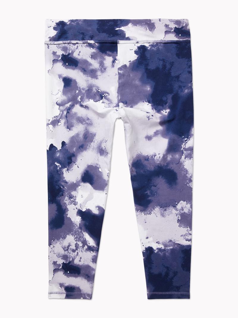 Női Tommy Hilfiger Essential Curve Watercolor Print Legging Lila | HU 220QMA